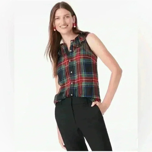 J. Crew Multicolor Plaid Sleeveless Top - Picture 2 of 15